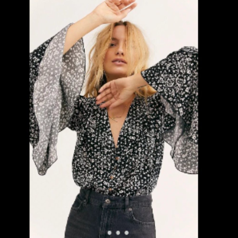 Free People Ditsy Floral BodySuit, Size Small